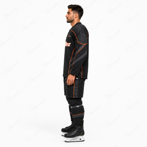 Maillot de hockey sur glace unisexe haut de gamme pour le match, léger, respirant, imprimé par sublimation, en polyester performant, à manches longues - Product Image 3