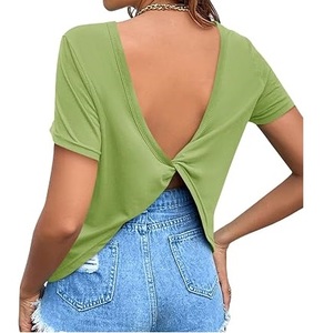 Camisetas sin espalda de color liso de punto, ajuste regular, estilo casual, para mujer, ropa de verano, blusas sin espalda, gran oferta - Product Image 5