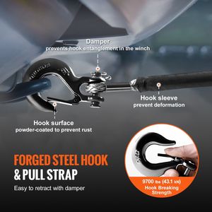 Câble de treuil synthétique 1/4 pouce x 50 pieds 10 000 lb avec gaine de protection + butée + treuil à câble forgé en W - Product Image 3