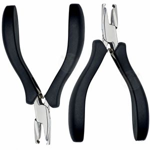 Pince à extensions capillaires professionnelle, durable et réutilisable en acier inoxydable, 1 trou, 3 mm, finition miroir, poignée noire, pour micro anneaux et perles nano - Product Image 6