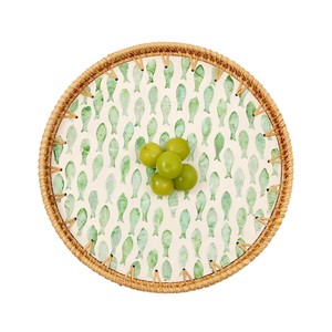 Bandeja Artesanal de Ratán con Incrustaciones de Conchas para Decoración de Interiores - Product Image 2