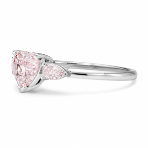 Anillo de compromiso de lujo con tres diamantes rosas en forma de corazón, cultivados en laboratorio, plata de ley 925, anillo de promesa romántico personalizado para mujer - Product Image 3