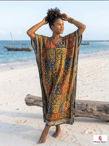 Printed <b>Kaftan</b> Dress Women Beach Wear Loose Fit Soft Fabric Elegant <b>Summer</b> Cover Up Resort Island Vacation Wholesale Export - Product Image 4