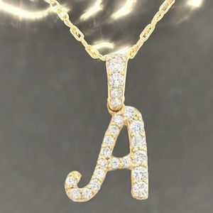 Collier avec pendentif en lettre initiale personnalisée tendance et mignonne, bijoux fins, or massif 10 carats, diamant naturel, pendentif pour fête - Product Image 6