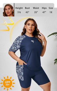 Fashion <b>Women's</b> Tankini Set With Two Piece Swimsuit Rash Drawstring Bathing Suits Training Surfing Set - Product Image 2