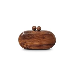 Bolso de Mano Redondo de Madera con Correa de Cadena Dorada, 100% Hecho a Mano, Estilo Art Deco, Bolso de Mano de Madera, Producto de Alta Venta - Product Image 3