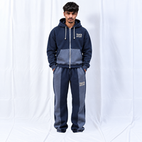 Ensemble de survêtement unisexe personnalisé respirant imprimé pour l'automne, comprenant un sweat à capuche zippé oversize et un pantalon de survêtement large, style streetwear assorti