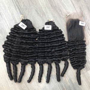 Paquete de cabello humano rizado de lujo con extensiones de cabello de encaje suizo de cierre, precio al por mayor de fábrica - Product Image 1