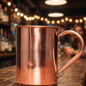 Mug Moscow Mule en cuivre pur classique, écologique et portable, très vendu - Tasse à boire artisanale avec poignée - Product Image 3