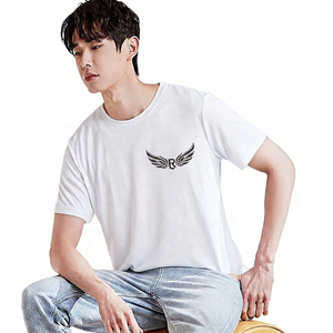 เสื้อยืดคอกลมแขนสั้นสีเบจสำหรับผู้ชาย พิมพ์ลายโลโก้ ทรงปกติ ผ้าเจอร์ซีย์คอตตอน ระบายอากาศได้ดี - Product Image 4