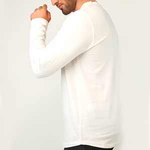 Camiseta de Manga Larga con Cuello en V para Hombre, Color Rojo, Algodón Suave y Transpirable, Informal, Cómoda, Básica, Ligera - Product Image 4