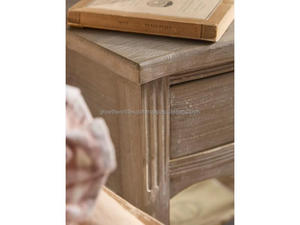 Table de chevet moderne en bois de manguier massif avec 2 tiroirs et étagère, table de nuit classique pour chambre à coucher et salon - Product Image 5