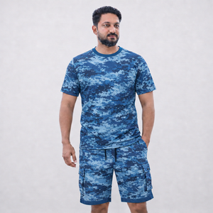 Conjunto de Verano para Hombre, Dos Piezas, Camiseta de Cuello Redondo y Pantalones Cortos, Estilo Casual, Transpirable, Diseño Personalizado - Product Image 4