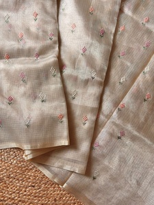 ผ้าส่าหรีพรีเมียม Kota Doriya พร้อมลายปัก Zari Checks  งานปัก Butti  ชุดเสื้อปักลายหนัก  ชุดพื้นเมืองสำหรับงานเทศกาล - Product Image 3