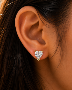 Trendy Heart Cut Lab Grown Diamond <b>Stud</b> IGI Certified 14K Pure Gold V Prong Martini Screw Back Earrings Fine Jewelry Gifts - Product Image 4