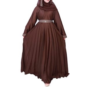 Turkish Simple Modest Kaftan Solid Color Custom Waist Belt Abaya Muslim Dresses Women Chiffon <b>Print</b> Baggy Custom Waist Belt - Product Image 4