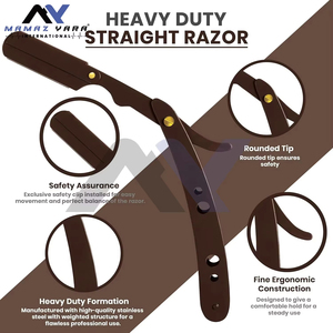 Custom Brown Professional <b>Mens</b> Straight Shave Barber <b>Razor</b> Personalized Stainless Steel Straight Edge <b>Razor</b> Private Label Custom - Product Image 5