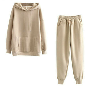 Ensemble de survêtement 2 pièces personnalisé avec logo pour femme : hauts à capuche et pantalons – Tenue décontractée, sportive et de loisirs - Product Image 2