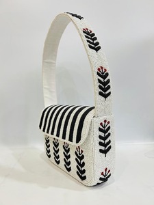 Bolso de mano clásico y moderno con bordado floral de cuentas, asa ajustable y material de algodón en colores mixtos - Product Image 3