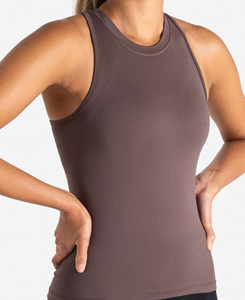 High Quality Women's Solid Crew <b>Neck</b> Woven Yarn Dyed Oxford Tank Top Breathable Spandex Polyester Street Style Regular Front - Product Image 5