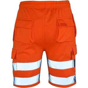 Shorts de sécurité vintage haute visibilité pour hommes, taille élastique, réfléchissants, pour moto et travail, pantalon cargo - Product Image 2