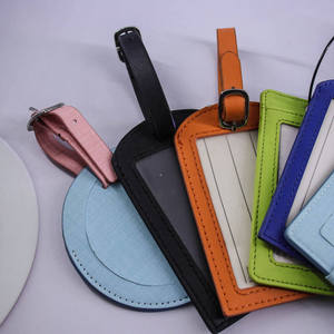 Produits phares : Étiquettes de bagages de voyage rondes en cuir véritable, de haute qualité, personnalisables avec logo, élégantes et durables - Product Image 6
