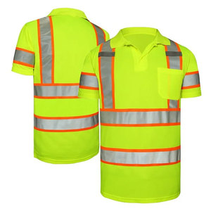 Hi Vis Short Sleeve Workwear Polo <b>Shirt</b> Reflective Tape Cool Dry Safety Working Uniform High Visibility Polo <b>Shirts</b> For Worker - Product Image 4