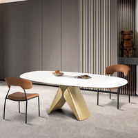 Juego de Mesa de Comedor Extensible de Piedra Sinterizada para 6 Personas, Muebles de Comedor Minimalistas de Lujo y Duraderos