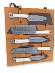 Custom Handmade Hand Forged Damascus Steel Chef <b>Knife</b> Set 5-Piece <b>Bone</b> <b>Handle</b> Traditional Style Right Hand Dishwasher Safe - Product Image 1