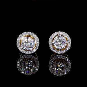 Cadeau idéal pour les boucles d'oreilles clous en diamant rond brillant pour femmes, bijoux raffinés pour un usage quotidien - Product Image 1