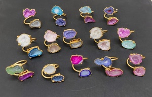 Vintage Druzy Gemstone <b>Ring</b> for Girls European American Asian Indian Style Premium Quality Alloy <b>ring</b> Natural <b>Crystal</b> Stone Gift - Product Image 5
