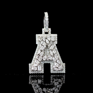 Colgante de letra A con incrustaciones de moissanita, estilo diamante, amuleto inicial de lujo, joyería hip hop, colgante de alfabeto llamativo - Product Image 1