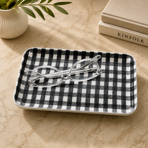 Plateau de service monochrome à carreaux, de forme rectangulaire pratique, pour le petit-déjeuner, l'hôtellerie, les événements de restauration et l'usage quotidien - Product Image 2