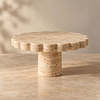 Schwarzer Marmor-Kuchenständer mit Goldmetallverzierung Handgefertigtes Dessert-Präsentationsgestell Modernes Tisch-Serviertablett Alabanza Enterprises ABCS025
