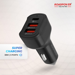 ROADPOWER (RP-MC-163) เครื่องชาร์จในรถยนต์แบบเร็ว 38W พร้อม 3 พอร์ต รองรับการใช้งานทั่วไป และมีระบบป้องกันกระแสเกินในตัว - Product Image 3