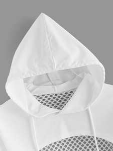 Breathable <b>Mesh</b> Panel Cropped Hoodies <b>Women</b> Lightweight Drawstring Hooded Crop <b>Top</b> Sport Activewear Custom Logo Manufacturing - Product Image 3