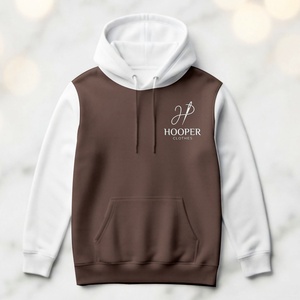 Sudadera con Capucha para Hombre, Color Marrón-Blanco, Diseño Personalizado, Poliéster/Algodón Transpirable, Ropa Hooper Sostenible, Superventas - Product Image 2