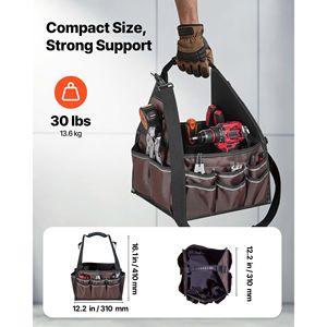 Bolsa de Herramientas de 13 Pulgadas con 45 Bolsillos y Parte Superior Abierta - Organizador de Herramientas para Mantenimiento Eléctrico con Correa de Hombro Ajustable - Product Image 3