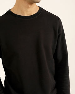 Sweat-shirts classiques en molleton noir, coupe décontractée, de haute qualité, couleur noire unie, manches longues, pour l'hiver - Product Image 5