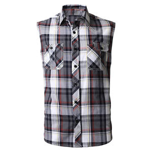 เสื้อเชิ้ตผ้าสักหลาดลายสก็อตแขนกุดสำหรับผู้ใหญ่ ทรงเข้ารูป ผ้าฝ้ายผสมโพลีเอสเตอร์ หนา สำหรับฤดูใบไม้ร่วงและฤดูหนาว ติดกระดุม สไตล์วินเทจ เสื้อเชิ้ตผ้าสักหลาดผู้ชาย - Product Image 1