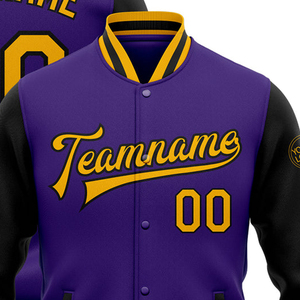 Veste universitaire pour homme en sublimation, 100 % polyester, style décontracté, veste de baseball avec bordure côtelée et poches avant - Product Image 2