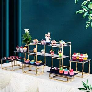 Expositor comercial, expositor para panadería, plataforma dorada para servir, expositor para decoración de banquetes - Product Image 6