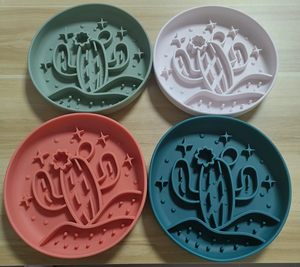 Cactus Silicone Slow Feeder Dog Lick Mat Round Pet Eating Training <b>Bowl</b> Pad Cute Style - Product Image 6