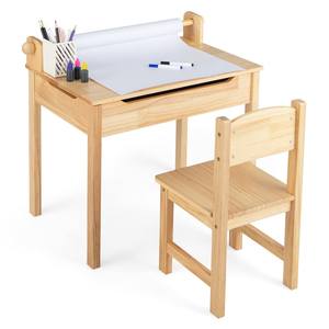 Conjunto de silla y escritorio de madera resistente para niños, para el aprendizaje diario, la práctica de escritura y las tareas de la escuela. - Product Image 2