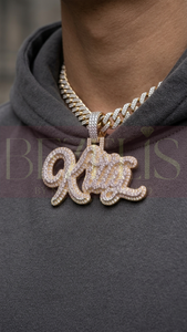 Colgante con Nombre en Cursiva de Diamantes de Laboratorio en Oro Blanco y Amarillo Sólido, Joyería Hip Hop Personalizada al por Mayor para Hombres y Mujeres - Product Image 3