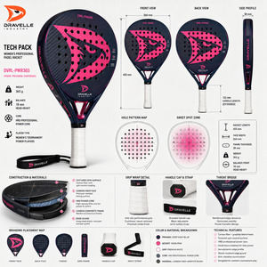 Raqueta de Pádel Profesional para Mujer con Logotipo Personalizado, Fibra de Carbono 3K, Núcleo HRD Power Core, 365g, Color Azul Marino y Rosa, Venta al Por Mayor - Product Image 6