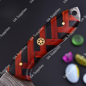 Couteau de camping en acier Damas fait main de qualité supérieure, manche en bois personnalisé, lame fixe 58 HRC, couteaux professionnels - Product Image 4