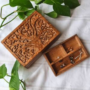 Budget Friendly Wooden Treasure <b>Box</b> for Precious Jewelry, Coins, <b>Trinkets</b> and Personal Keepsakes with Beautiful Decorative - Product Image 1