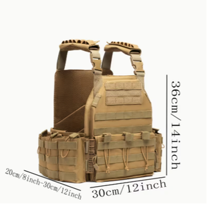 Gilet tactique TRIBON SPORTS TS-TV-002 en nylon marron coyote avec cadre interne, poches zippées pour la chasse, bretelles arquées, unisexe - Product Image 2