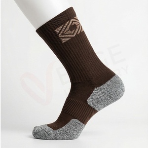 Men's Crew <b>Socks</b> Solid <b>Brown</b> Knitted Breathable Cotton Polyester Spandex Autumn Regular Style - Product Image 3